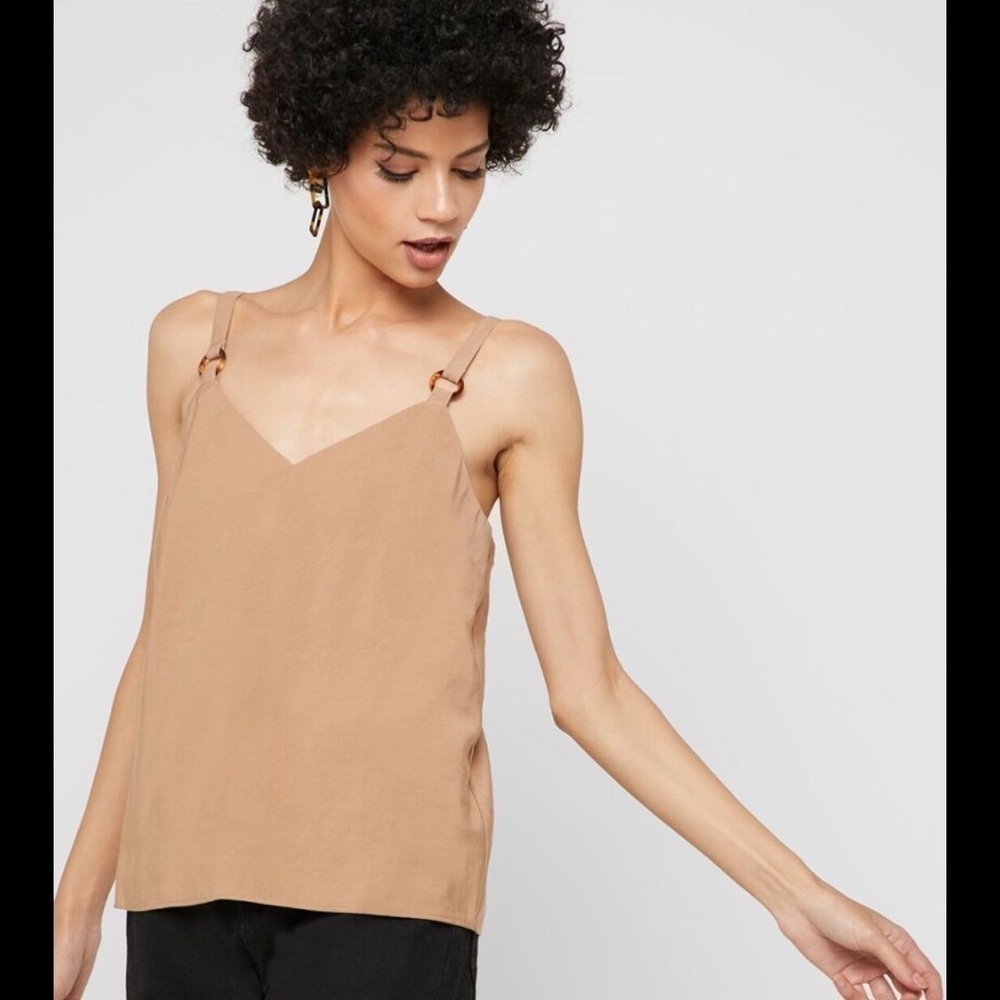 Topshop Women’s size 4 Tilda Ring Camisole Top Brown Tank Top Woven